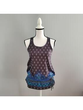 Athleta Tic Tac Toe Razor Back Paisley Tank Gray Size S